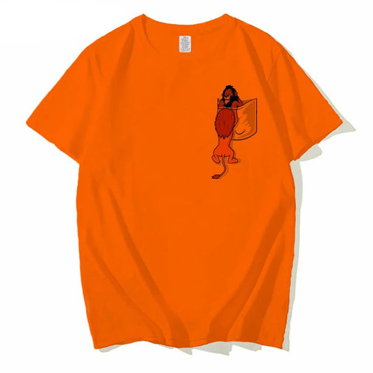 Men's Oversized Pocket T-Shirt with Lion Print