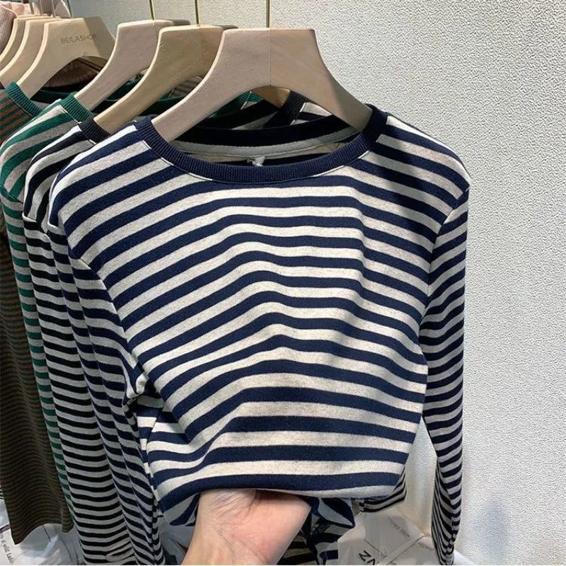 Casual Striped Cotton T-Shirts for Women