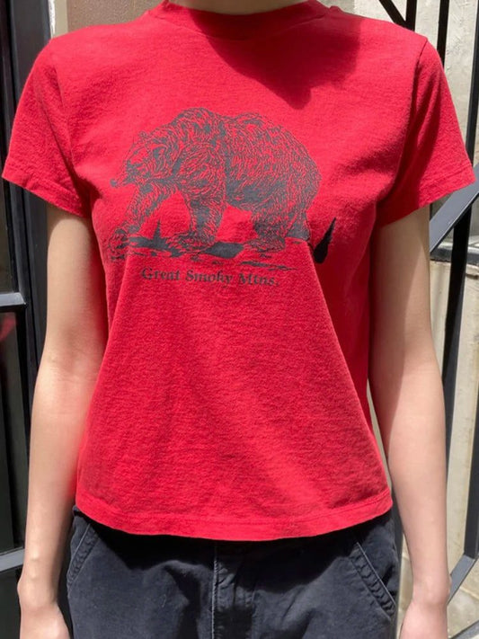 Cute Polar Bear Print Women's Red T-Shirt