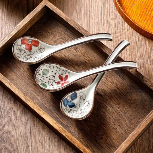 Stylish Japanese Ceramic Soup Spoons Set