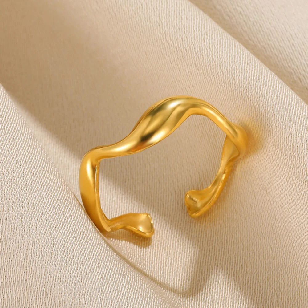 Vintage Gold Adjustable Stainless Steel Rings