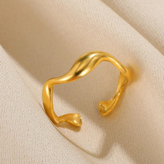 Vintage Gold Adjustable Stainless Steel Rings
