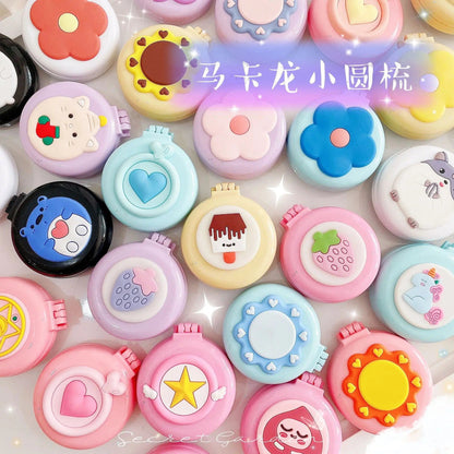 Portable Cartoon Folding Hair Brush with Mirror