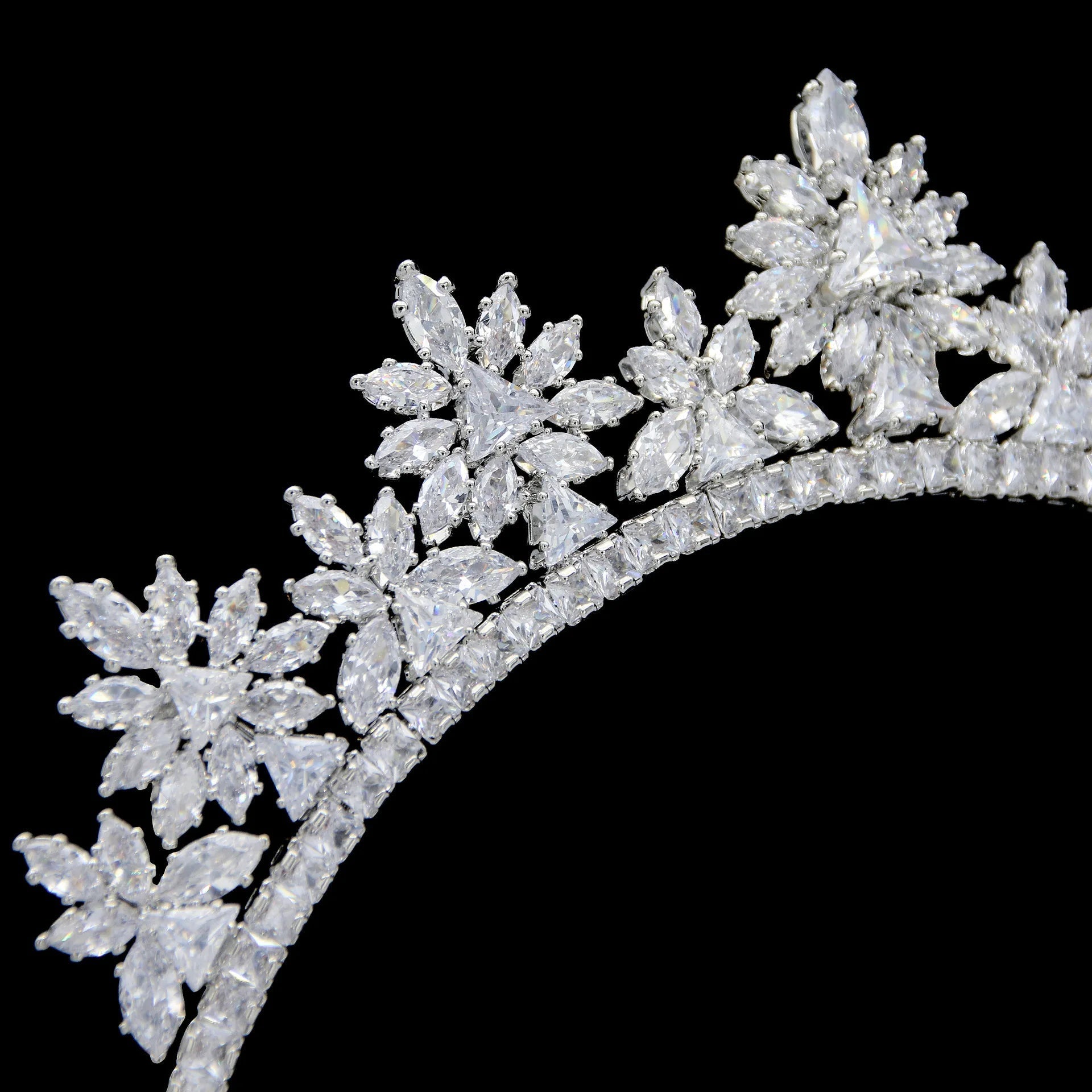 Elegant Silver Zircon Tiara for Brides