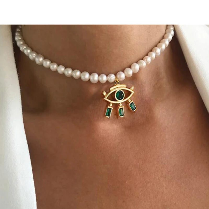 Chunky Cherry Pendant Necklace with Pearls