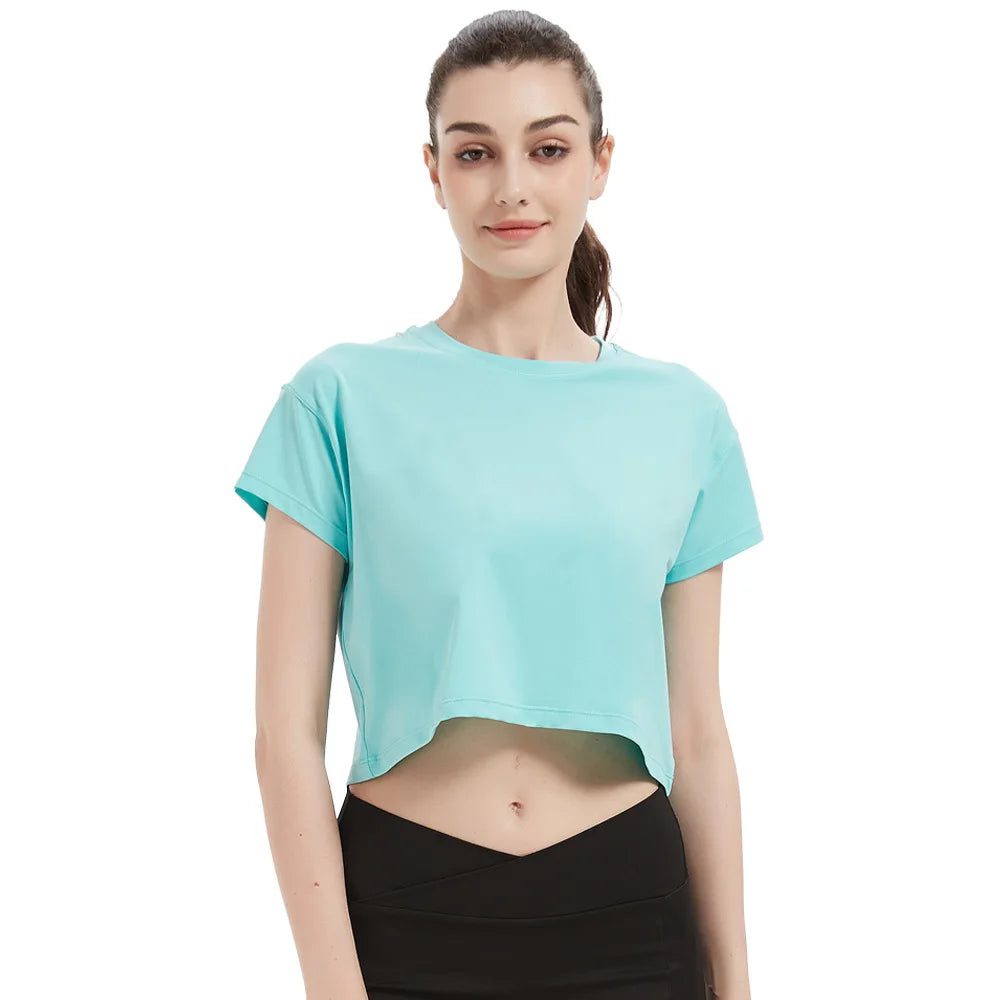 2024 Cropped T-Shirt Women’s Summer Yoga Running Top