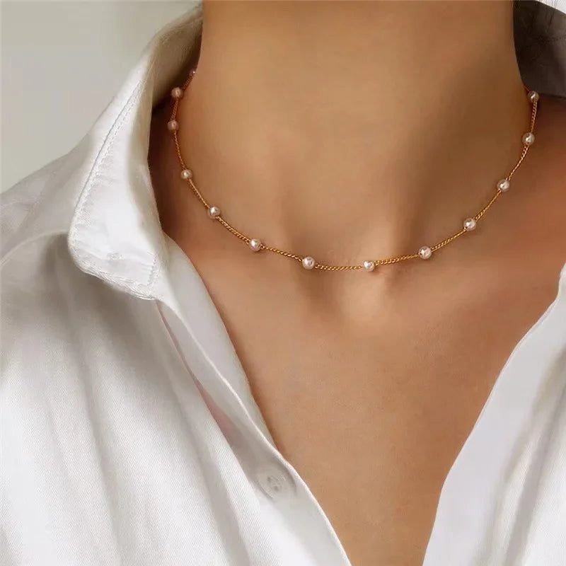 2024 Women's Pearl Choker Necklace Fashion Jewelry