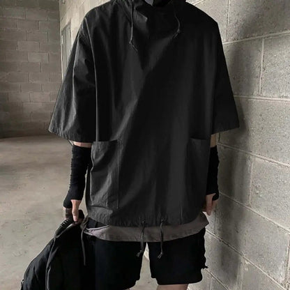 Men's Vintage Techwear Hooded Pocket T-Shirt