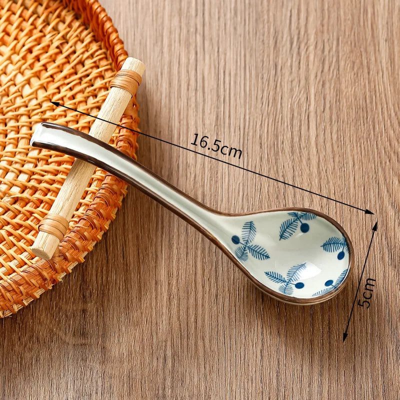 Stylish Japanese Ceramic Soup Spoons Set