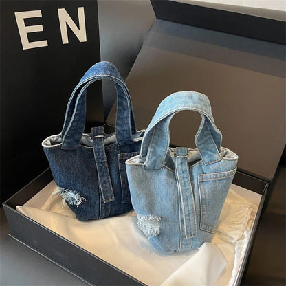 2023 Small Denim Bucket Bag for Women