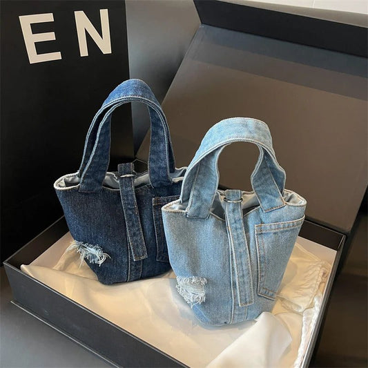 2023 Small Denim Bucket Bag for Women