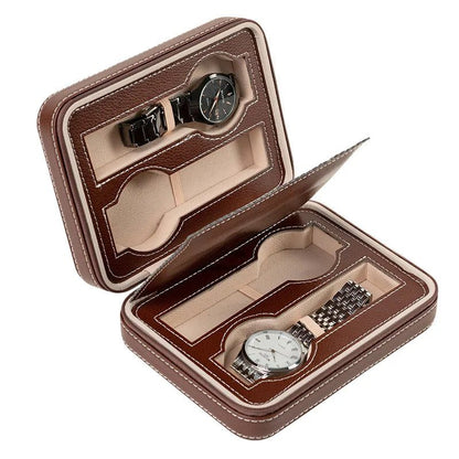 Portable Travel Watch Case with Zipper Storage