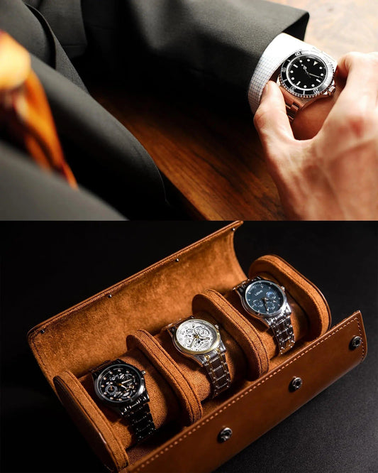 Classic Leather Watch Travel Case for Men