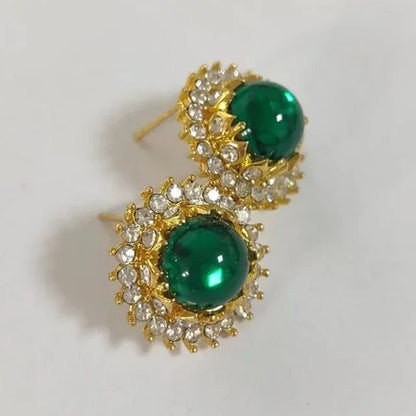 Vintage Gold Ornate Turquoise Earrings for Women