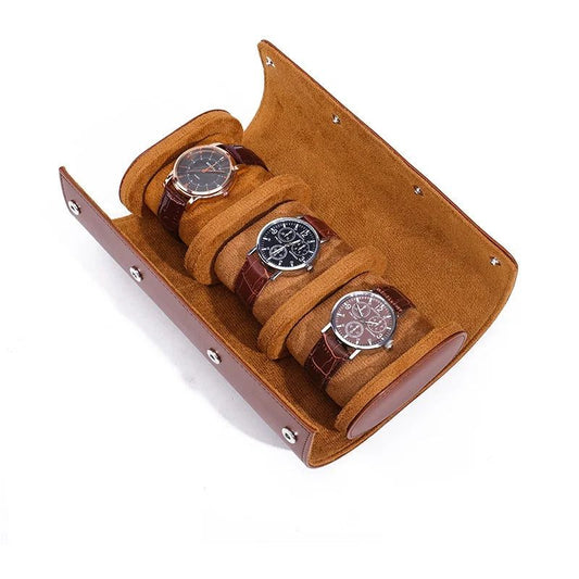 Luxury Leather Watch Roll Travel Case Pouch