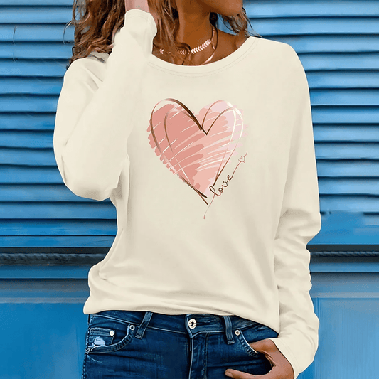 Trendy Oversized Heart Print Cotton T-Shirts