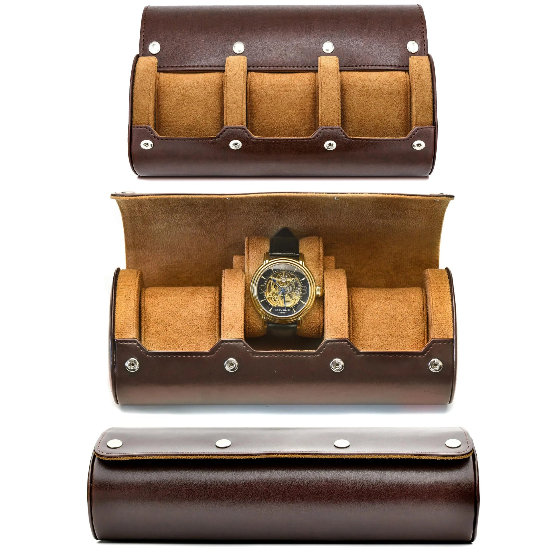 6-Slot PU Leather Watch Travel Case