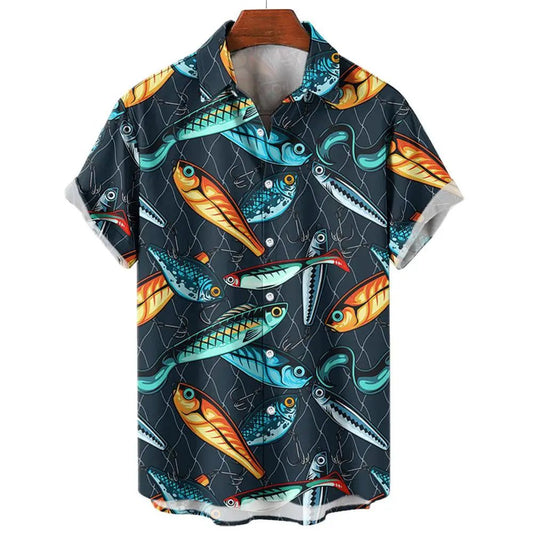 Stylish 3D Fish Print Hawaiian Shirts