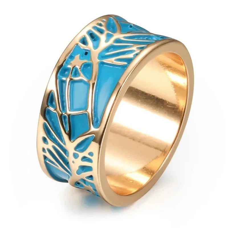Luxury Green Leaf Enamel Women's Ring
