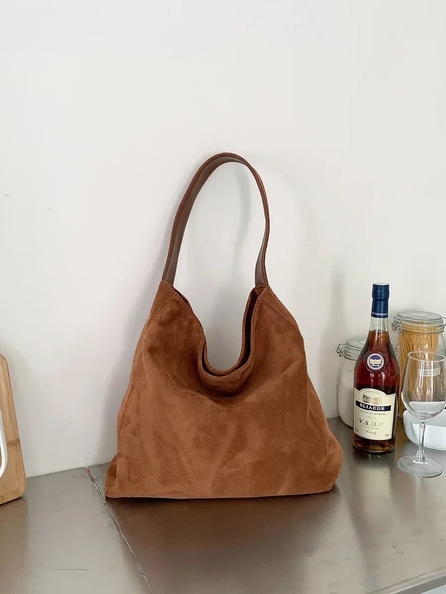 Elegant Khaki Suede Tote Bag for Women