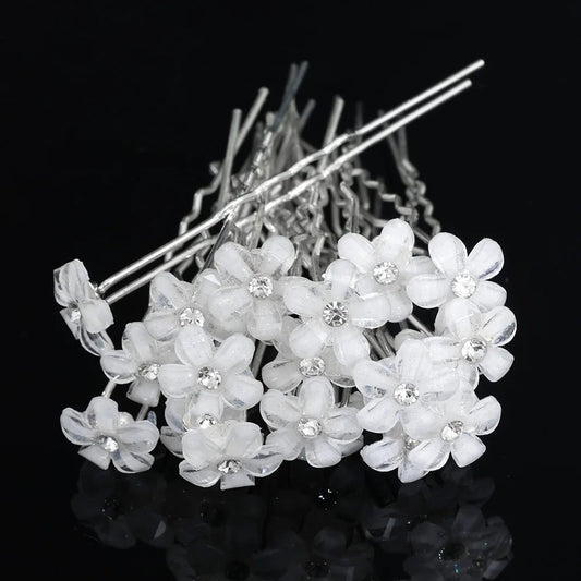 Elegant Floral Crystal Pearl Wedding Hairpin