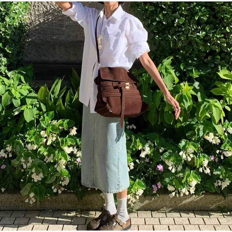 Versatile Brown Suede Tote Bag for Everyday