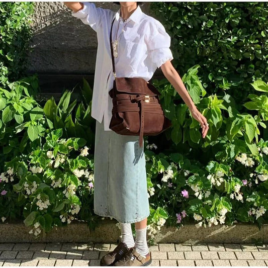 Versatile Brown Suede Tote Bag for Everyday