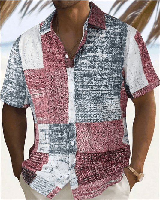 2024 Men's Color Block Hawaiian Beach Shirt