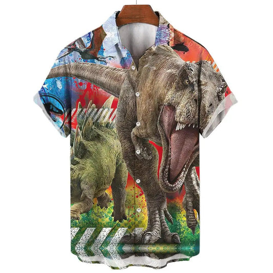 Men's 3D Dinosaur Print Hawaiian Shirts Summer