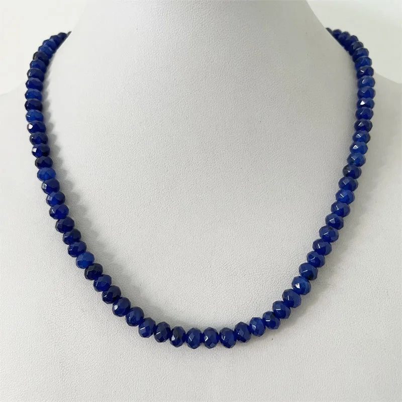 Luxury Blue Sapphire Faceted Necklace for Women
