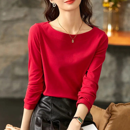 Trendy Long Sleeve Cotton T-Shirts for Women