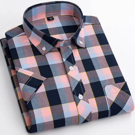 Men's Short Sleeve Plaid Flannel Shirt
