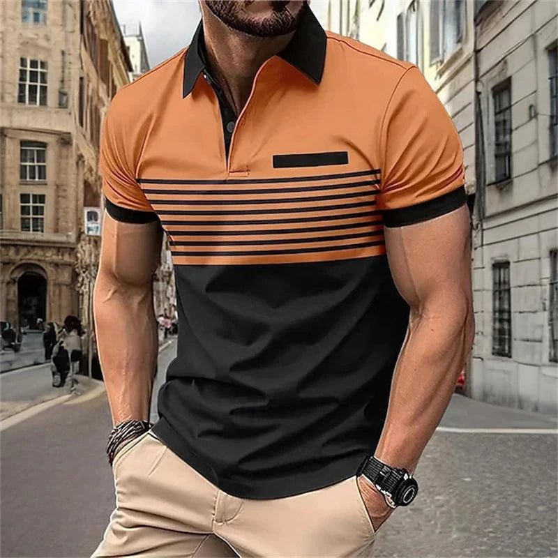 Men's Color Block Golf Shirt for Summer