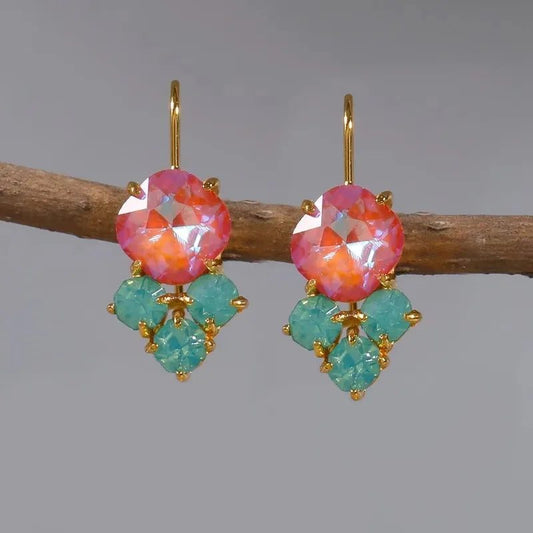 Vintage Gold Ornate Turquoise Earrings for Women