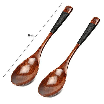 2 Wooden Soup Spoons for Kids' Meals