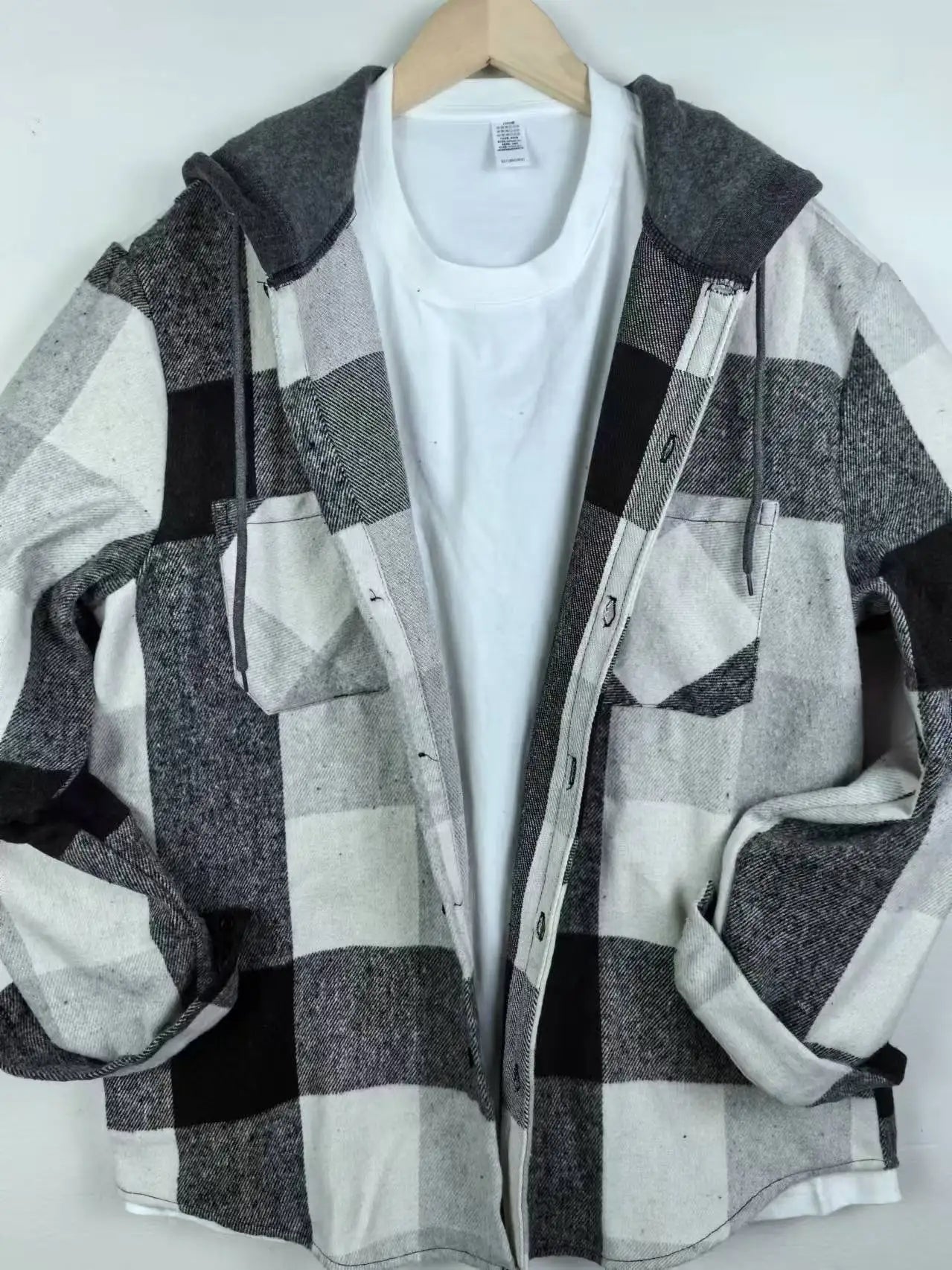 Men's Classic Plaid Flannel Hoodie Shirt