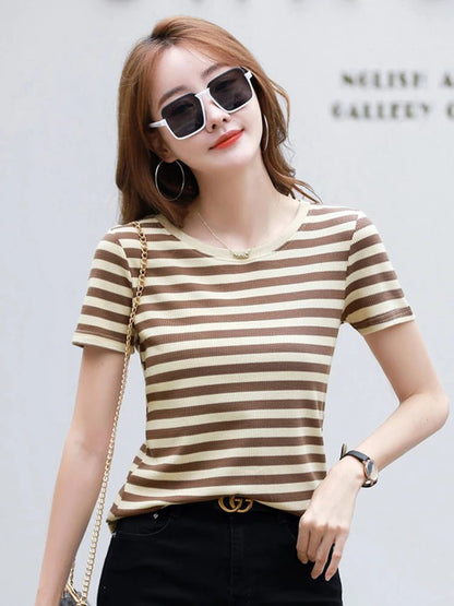2024 Women’s Casual Striped T-Shirt Summer