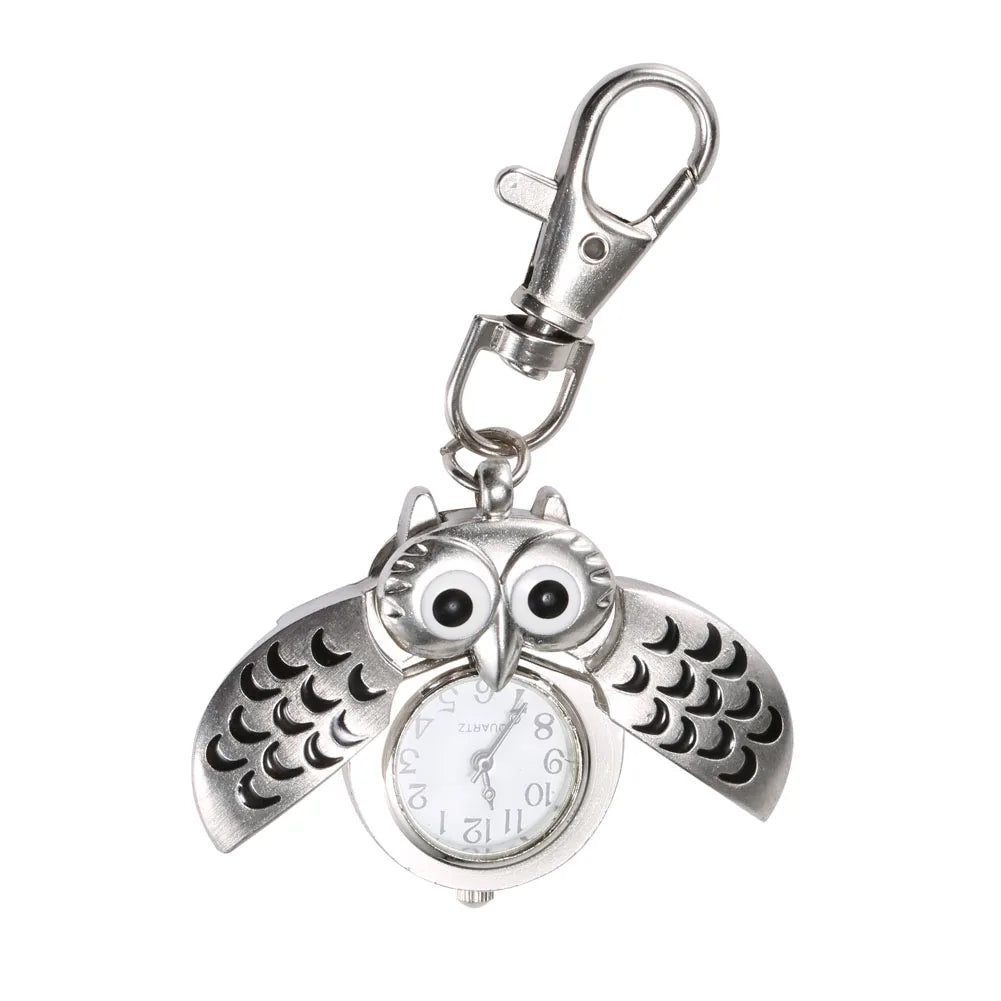 Vintage Owl Pocket Watch Keychain Gift