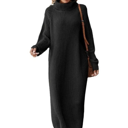 Women Loose High Collar Long Sweater Dress
