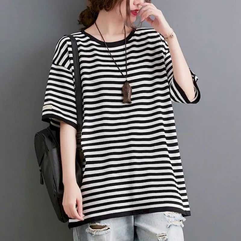 Casual Women's Striped T-Shirt for Summer