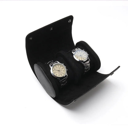 Portable Vintage Leather Watch Roll Travel Case