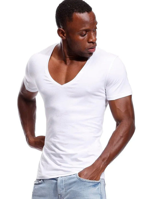 Men's Deep V Neck Slim Fit T-Shirt