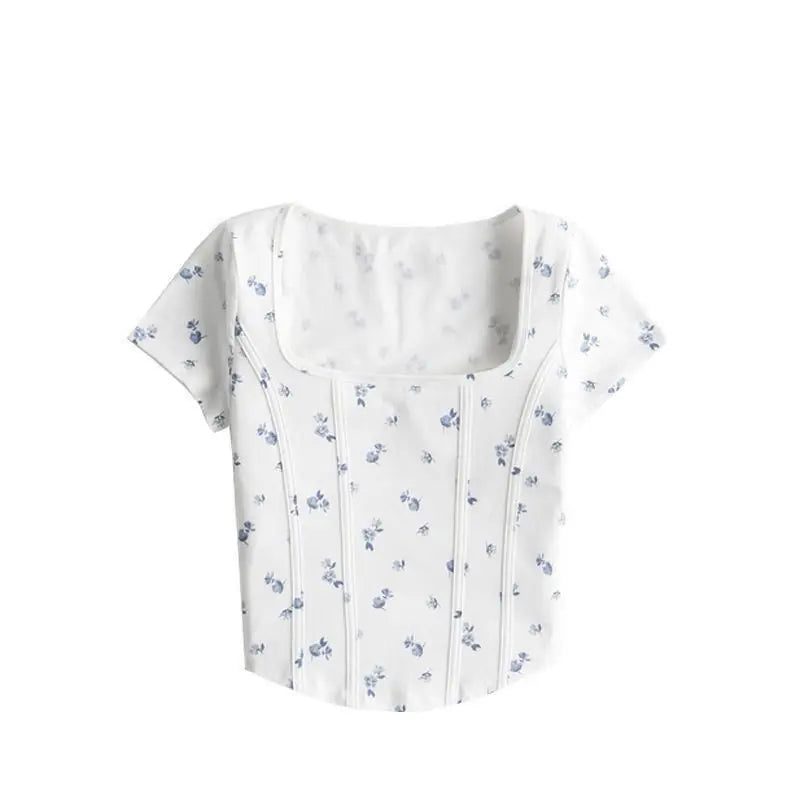 Trendy Cropped Floral Cotton T-Shirts for Women