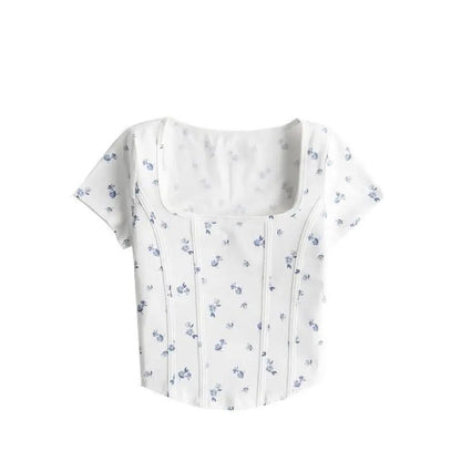 Trendy Cropped Floral Cotton T-Shirts for Women