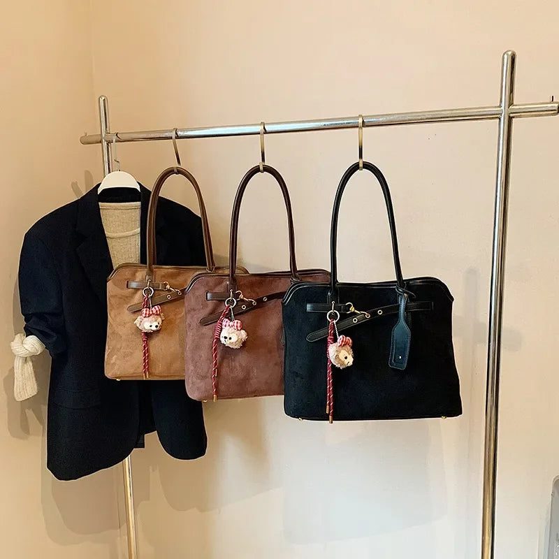 Large Faux Suede Shoulder Bag for Women