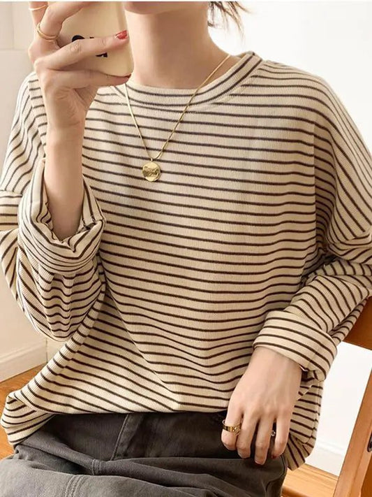 Women's Striped Cotton Long Sleeve T-Shirt