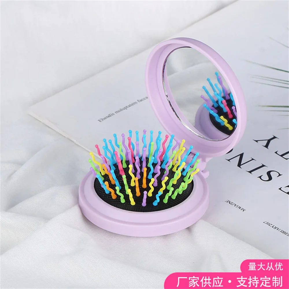 Portable 2-in-1 Anti-Static Folding Hair Brush