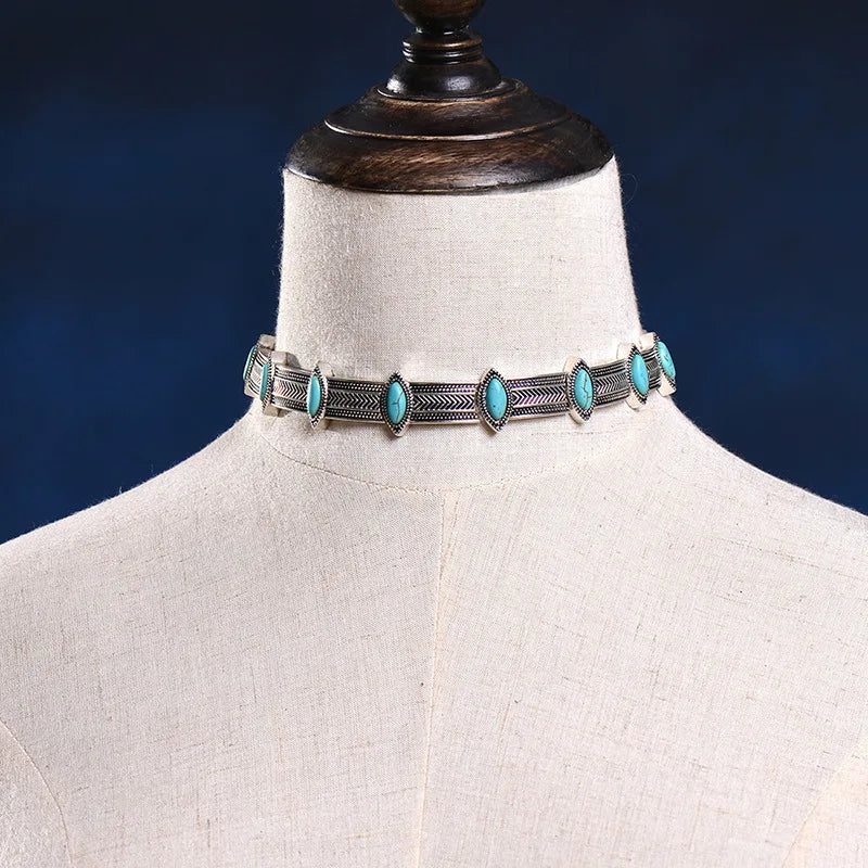 Vintage Western Turquoise Concho Necklace for Cowgirls