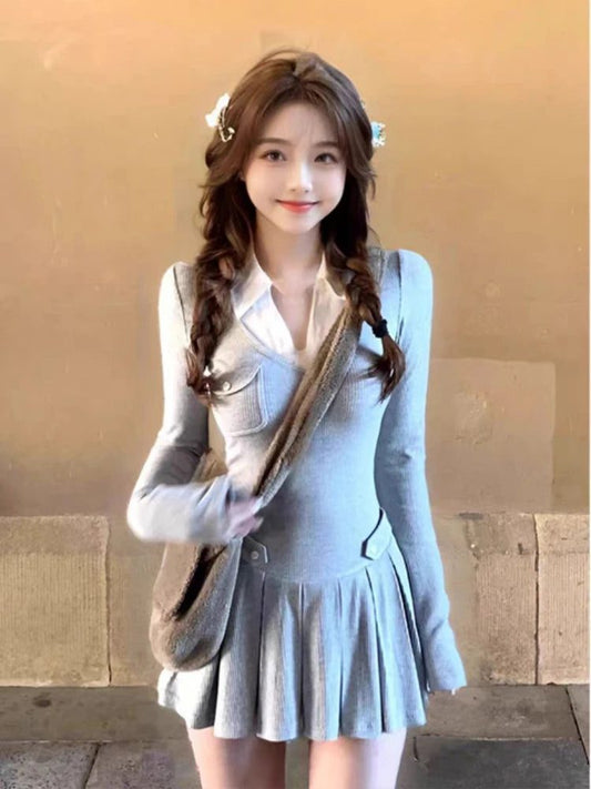 Elegant Sweet Knitted Sweater Dress Women