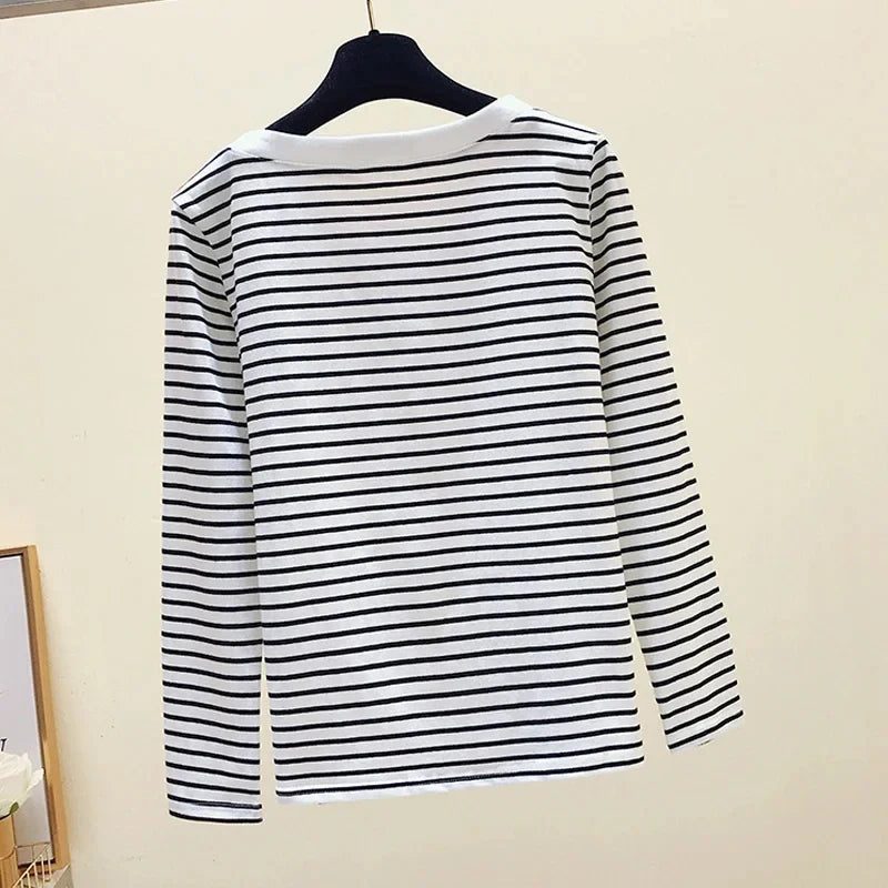 2024 Spring Women's Striped Long Sleeve T-Shirt